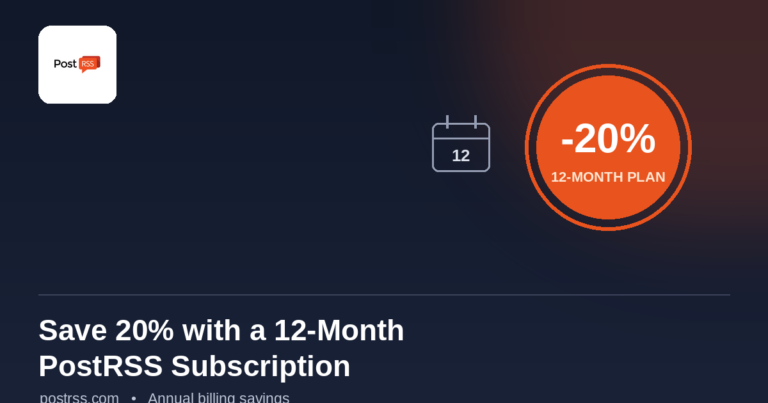 Save 20% with a 12-Month PostRSS Subscription (2026 Pricing)