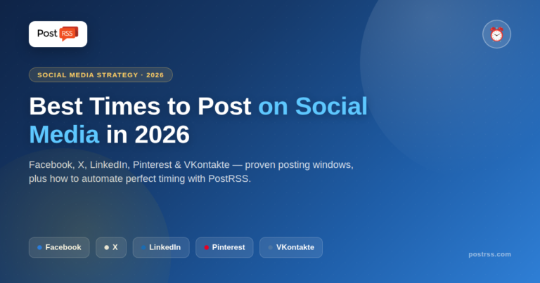 Best Times to Post on Facebook, X, LinkedIn & Pinterest in 2026 (and How to Automate It with PostRSS)