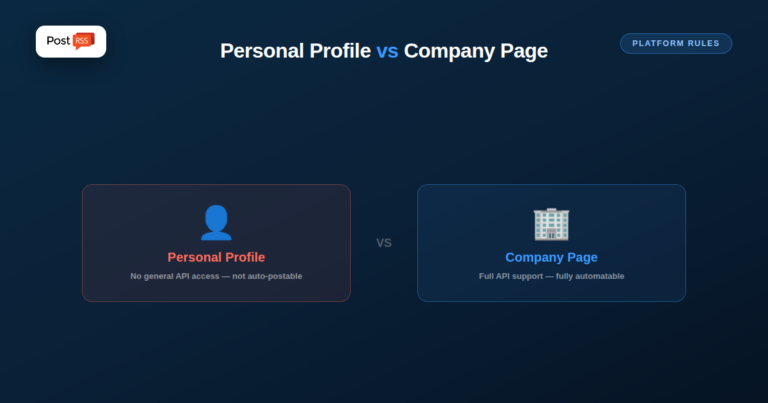 LinkedIn Personal Profile vs Company Page: Why Auto-Posting Only Works for One