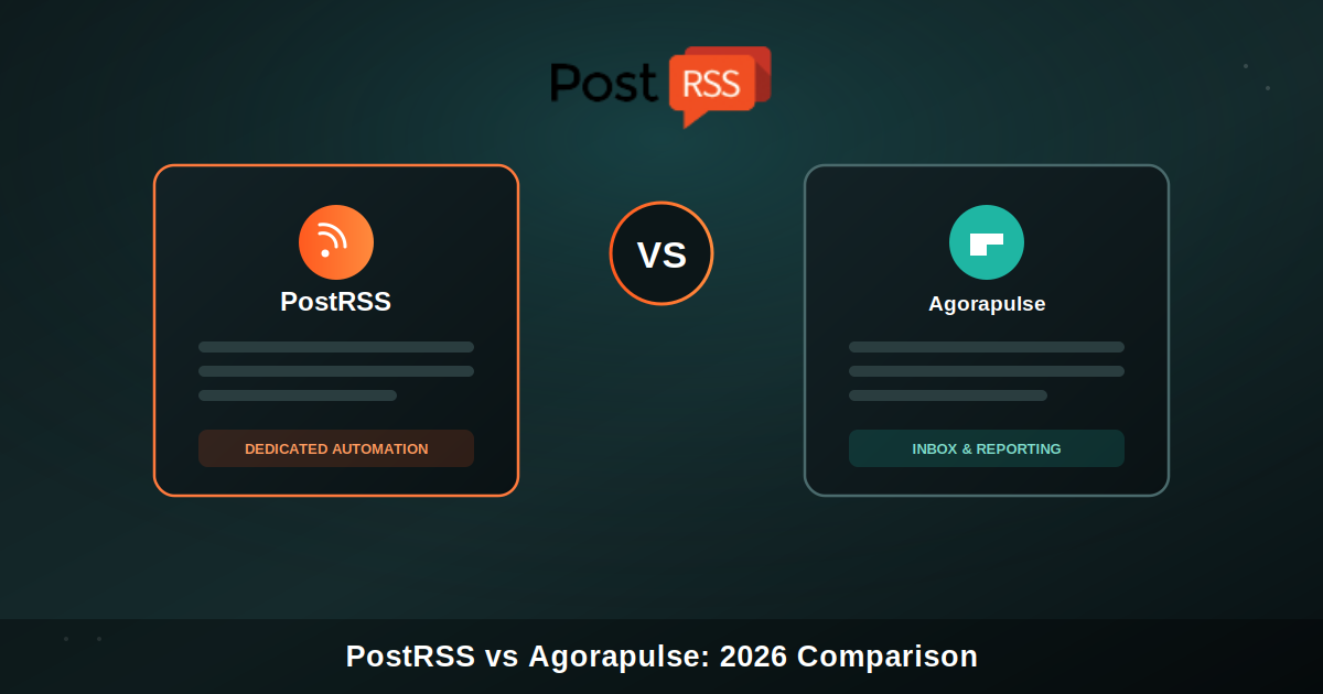 PostRSS vs Agorapulse: The Best RSS-to-Social Automation Tool