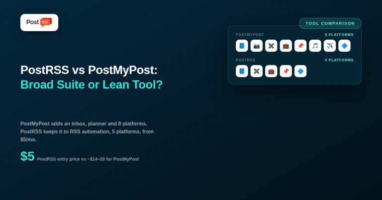 PostRSS vs PostMyPost: RSS Automation vs Broad Suite