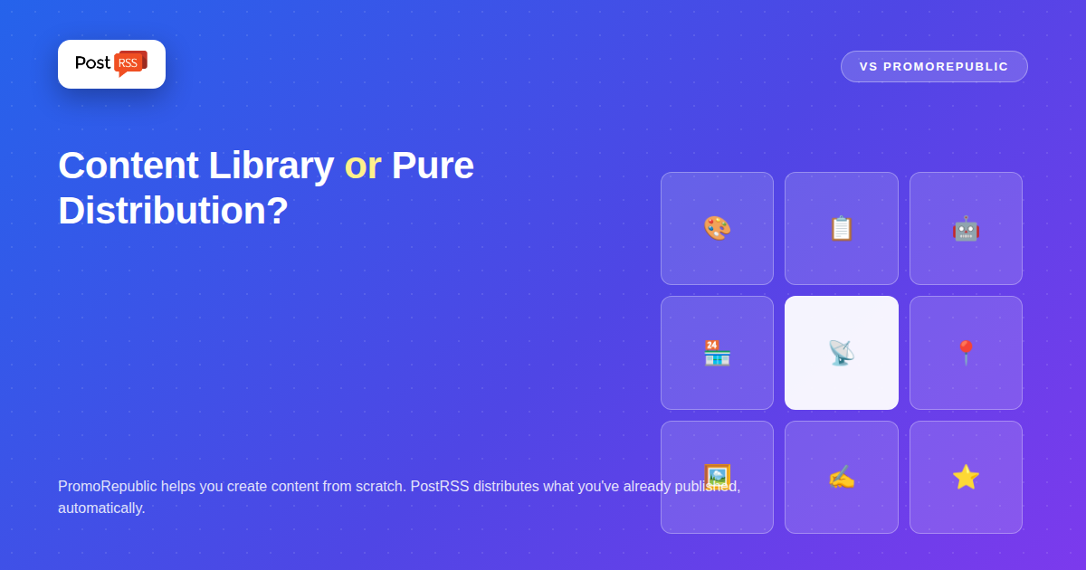 PostRSS vs PromoRepublic: Live Feed Distribution vs Content Creation Suite