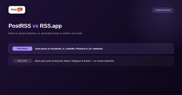 PostRSS vs RSS.app: Social Auto-Poster vs Feed Generator + Chat Bots