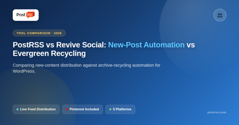 PostRSS vs Revive Social: New-Post Automation vs Evergreen Recycling