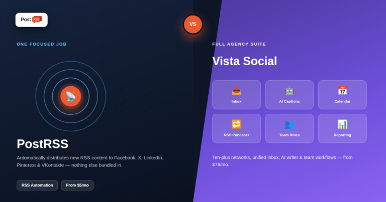 PostRSS vs Vista Social: RSS Automation vs Full Suite