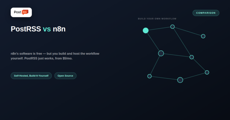 PostRSS vs n8n: Ready-Made Automation vs Self-Hosted Workflow Control