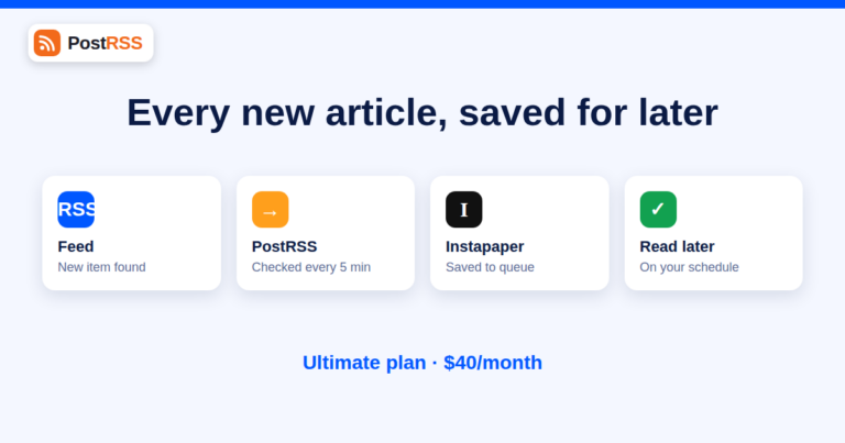 Auto-Saving RSS Feed Items to Instapaper: A Read-Later Workflow