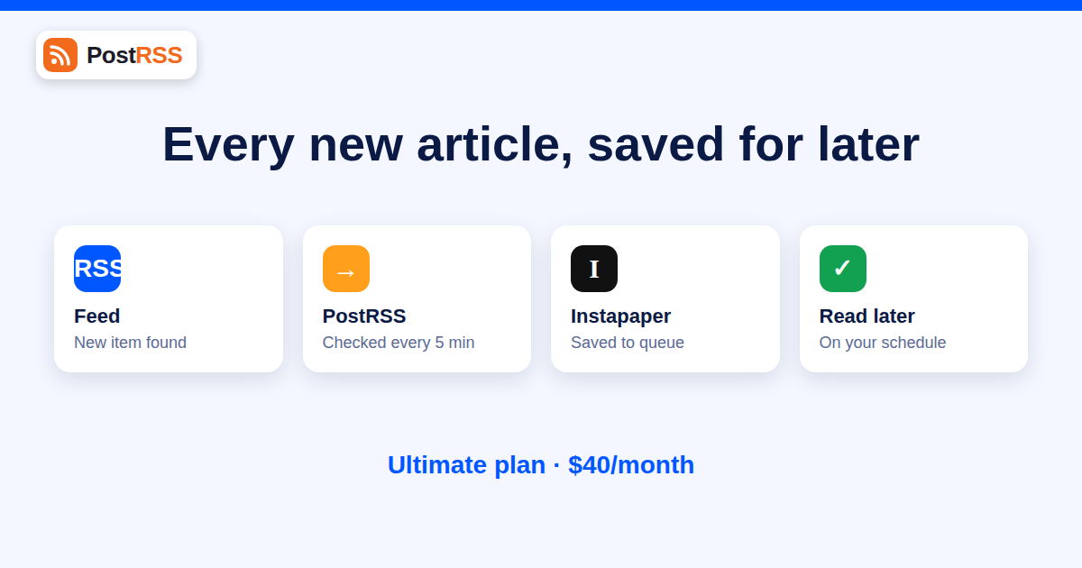 Auto-Saving RSS Feed Items to Instapaper: A Read-Later Workflow