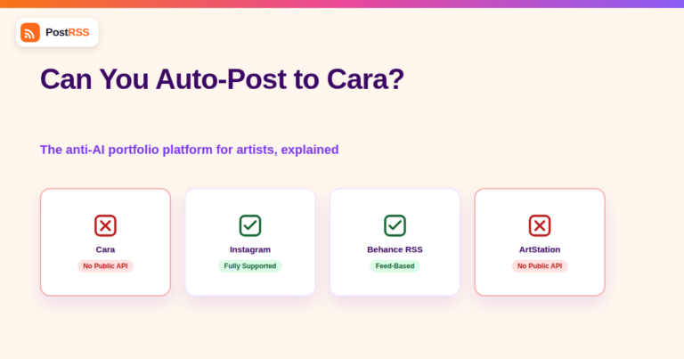 Can You Auto-Post RSS Feed Content to Cara, the Portfolio Platform for Artists?