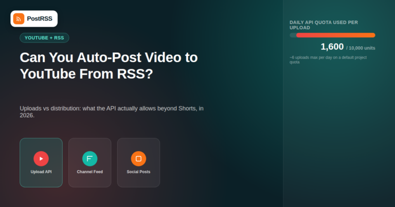 Can You Auto-Post RSS Feed Videos to YouTube (Not Just Shorts)? What Actually Works in 2026