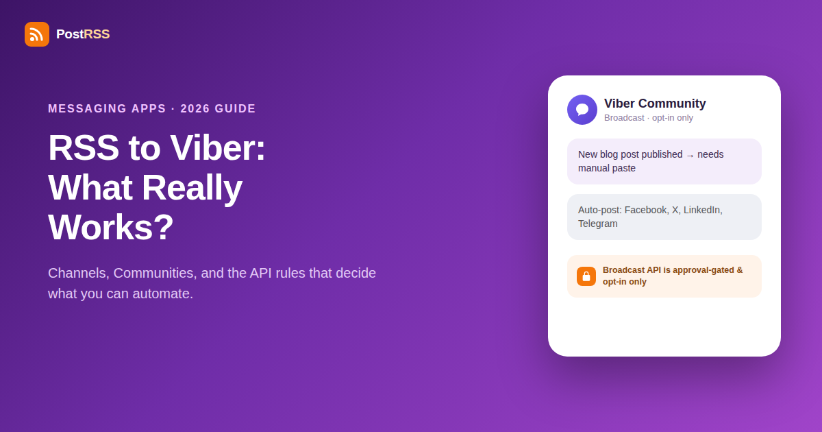 Can You Auto-Post RSS Feeds to Viber Communities and Channels? A 2026 Guide