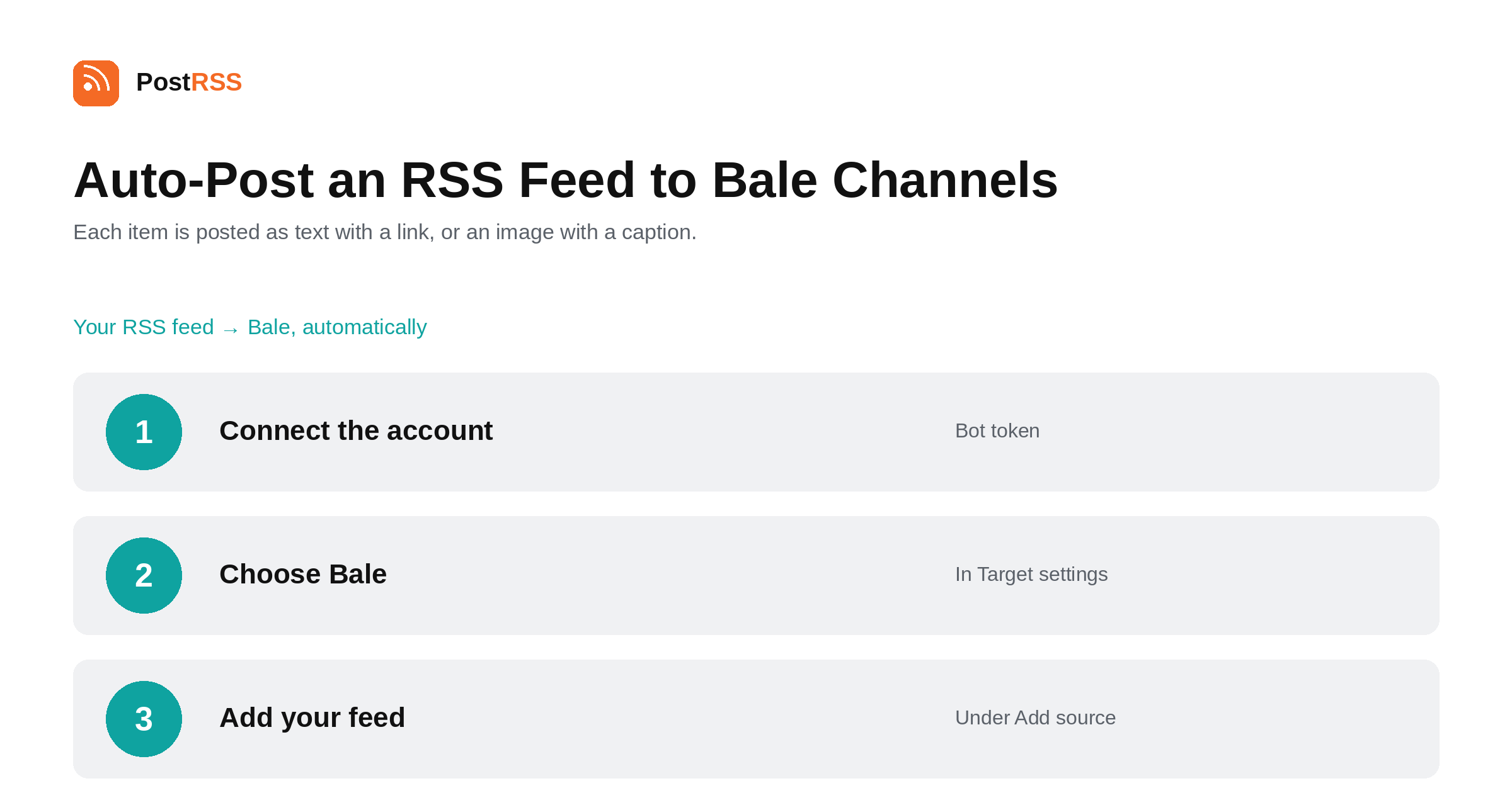 How to Auto-Post an RSS Feed to Bale Channels (2026)