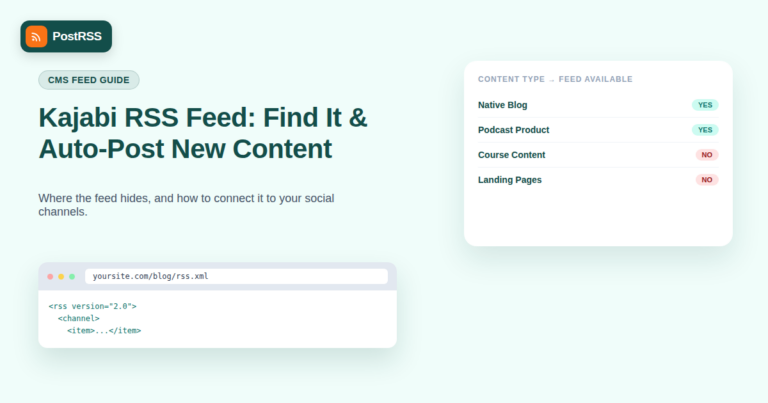 Kajabi RSS Feed: How to Find It and Auto-Post New Content
