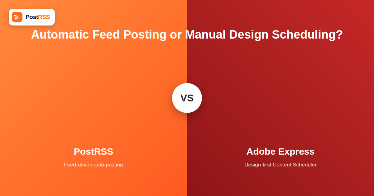PostRSS vs Adobe Express Content Scheduler: RSS Automation vs Design-First Scheduling