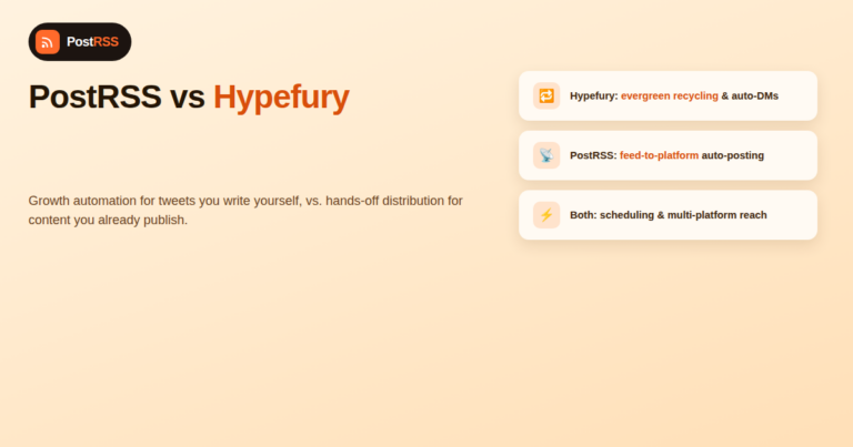 PostRSS vs Hypefury: RSS Automation vs X Growth & Scheduling Tool