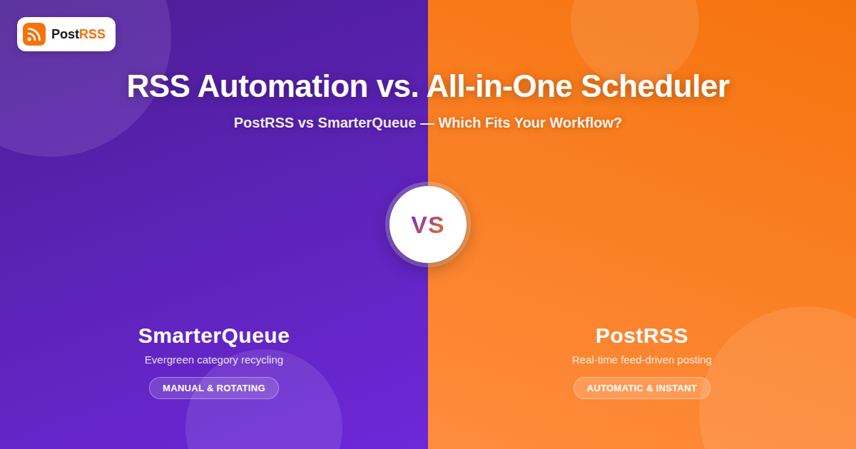 PostRSS vs SmarterQueue: RSS Automation vs All-in-One Scheduler