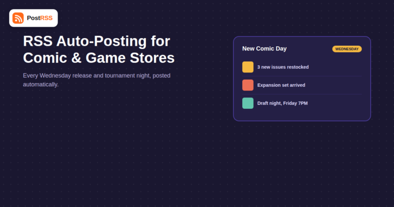 RSS Auto-Posting for Comic Book and Game Stores