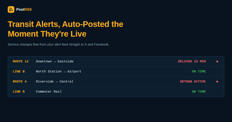 RSS Auto-Posting for Public Transit Agencies and Transportation Authorities