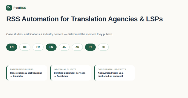 RSS Auto-Posting for Translation Agencies and Language Service Providers