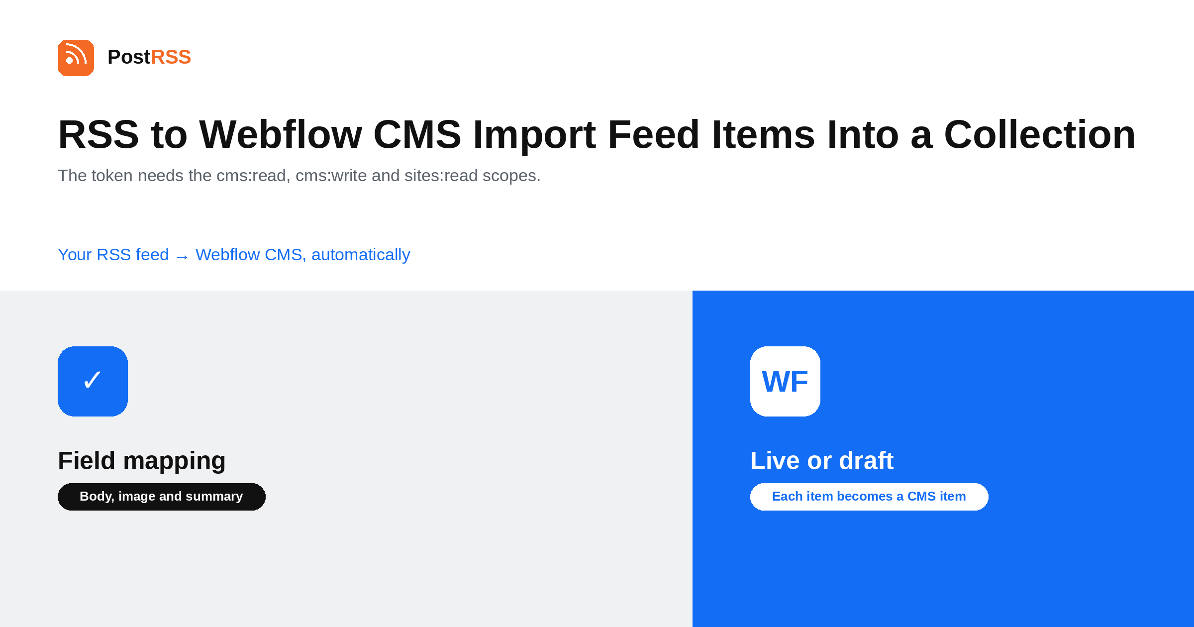 RSS to Webflow CMS: Import Feed Items Into a Collection