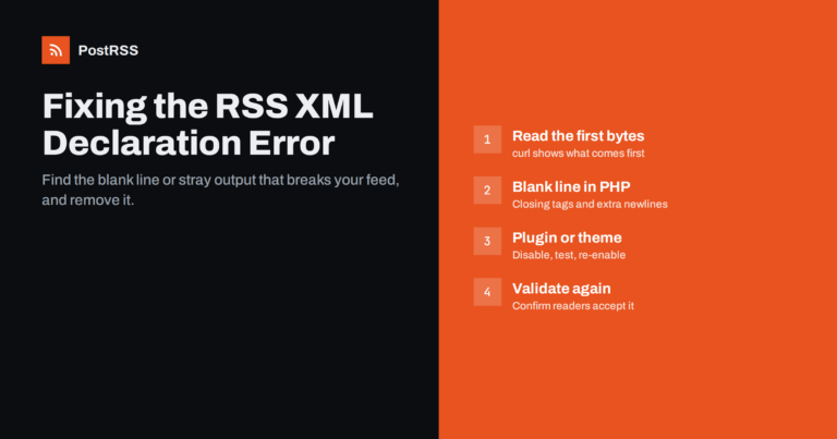 RSS Feed XML Declaration Error: Fixing Whitespace Before XML