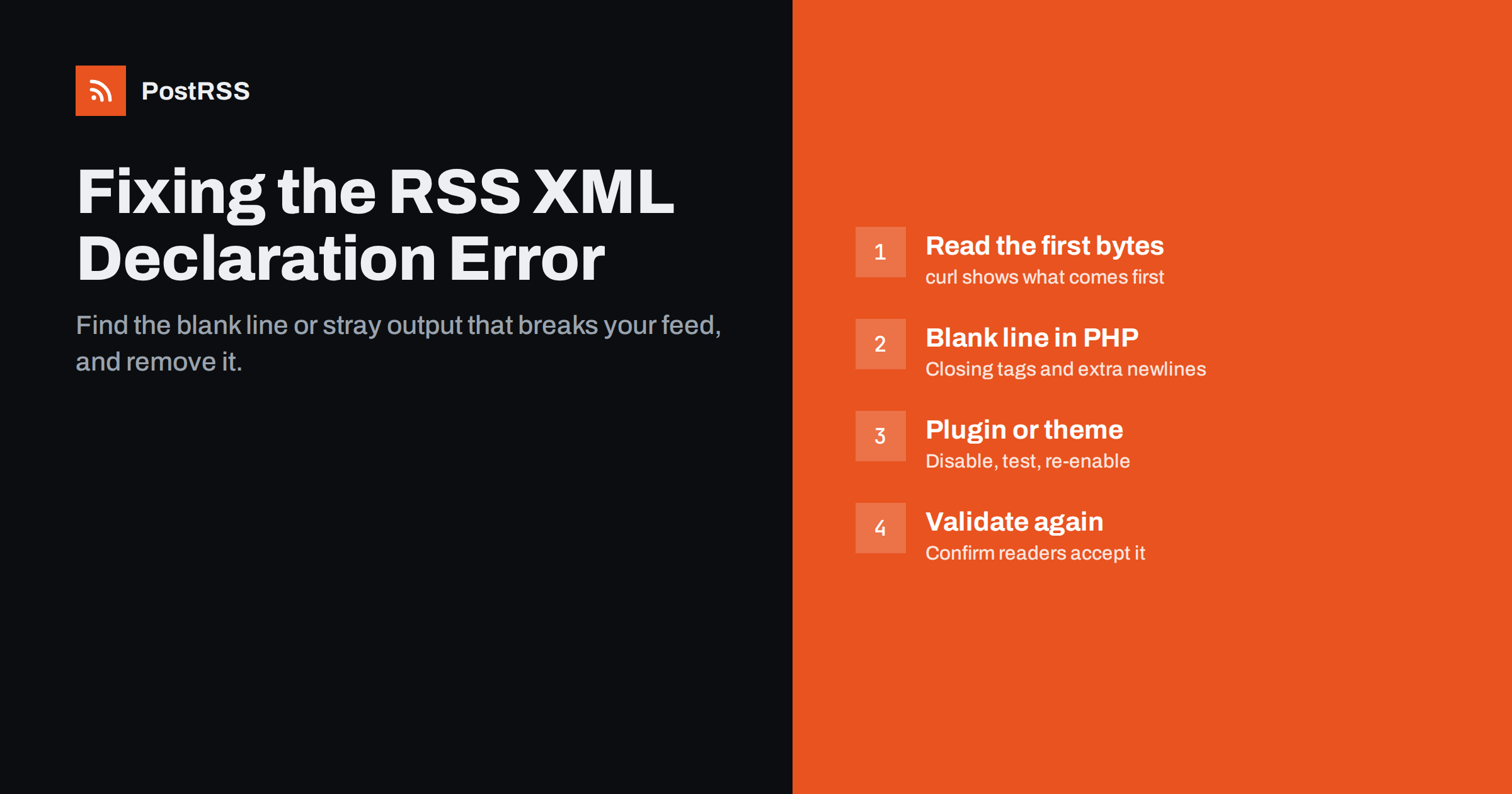 RSS Feed XML Declaration Error: Fixing Whitespace Before XML