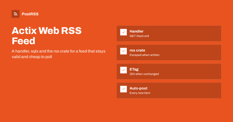 Actix Web RSS Feed in Rust: Build It and Auto-Post Items