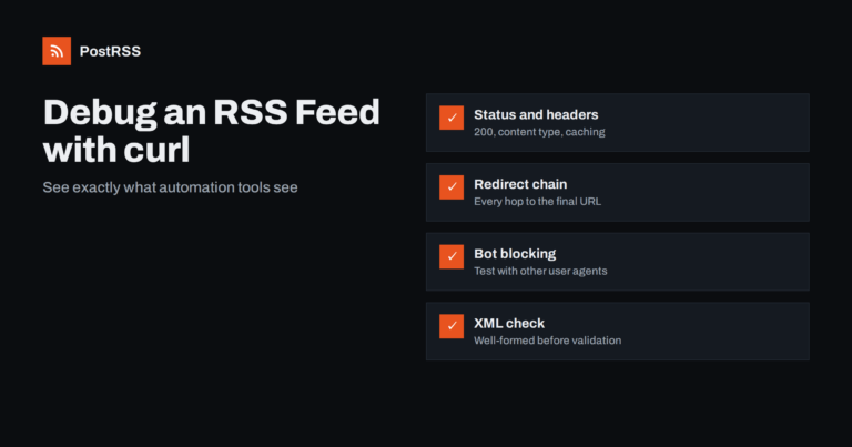 How to Debug an RSS Feed with curl: Headers, Redirects, XML