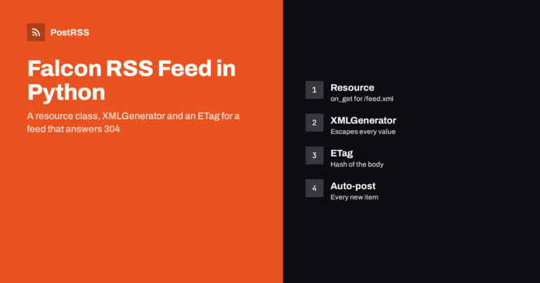 Falcon RSS Feed in Python: Resource, XMLGenerator and ETag