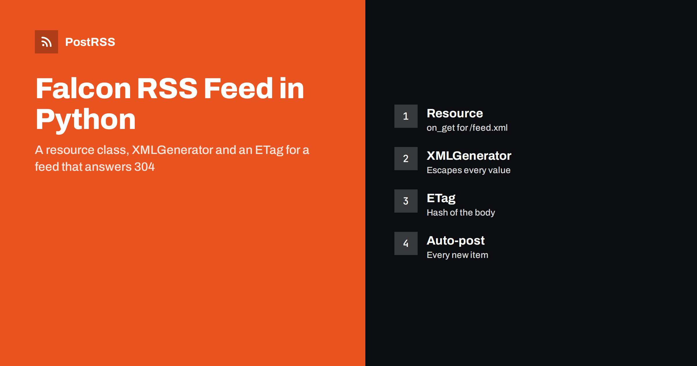 Falcon RSS Feed in Python: Resource, XMLGenerator and ETag