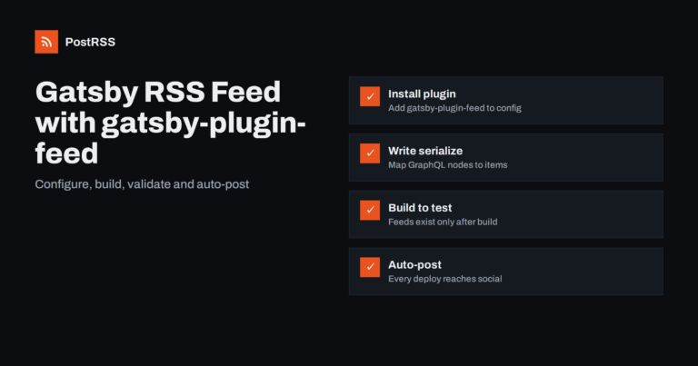 Gatsby RSS Feed: Set Up gatsby-plugin-feed and Auto-Post