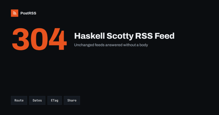 Haskell Scotty RSS Feed: Route, Dates and ETag Caching