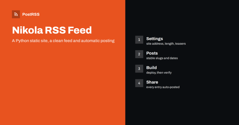 Nikola RSS Feed: Configure It in Python and Auto-Post