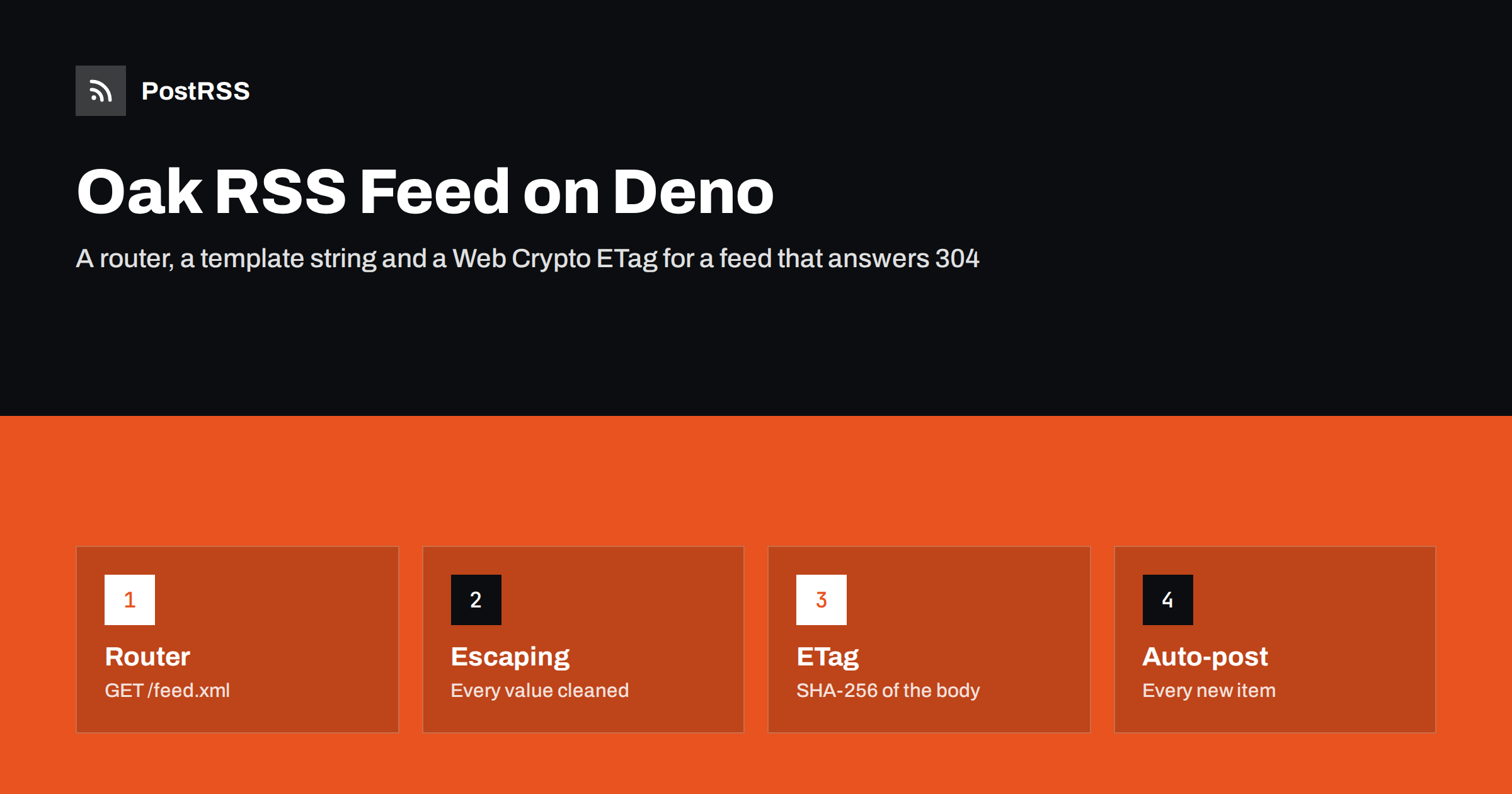 Oak RSS Feed on Deno: Router, Web Crypto ETag and Auto-Post