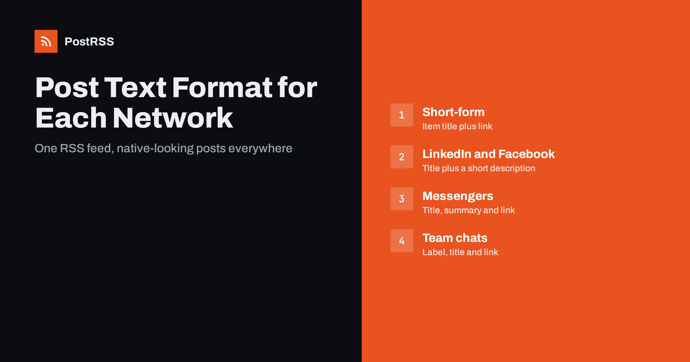 Choosing the Post Text Format for Each Network From One Feed