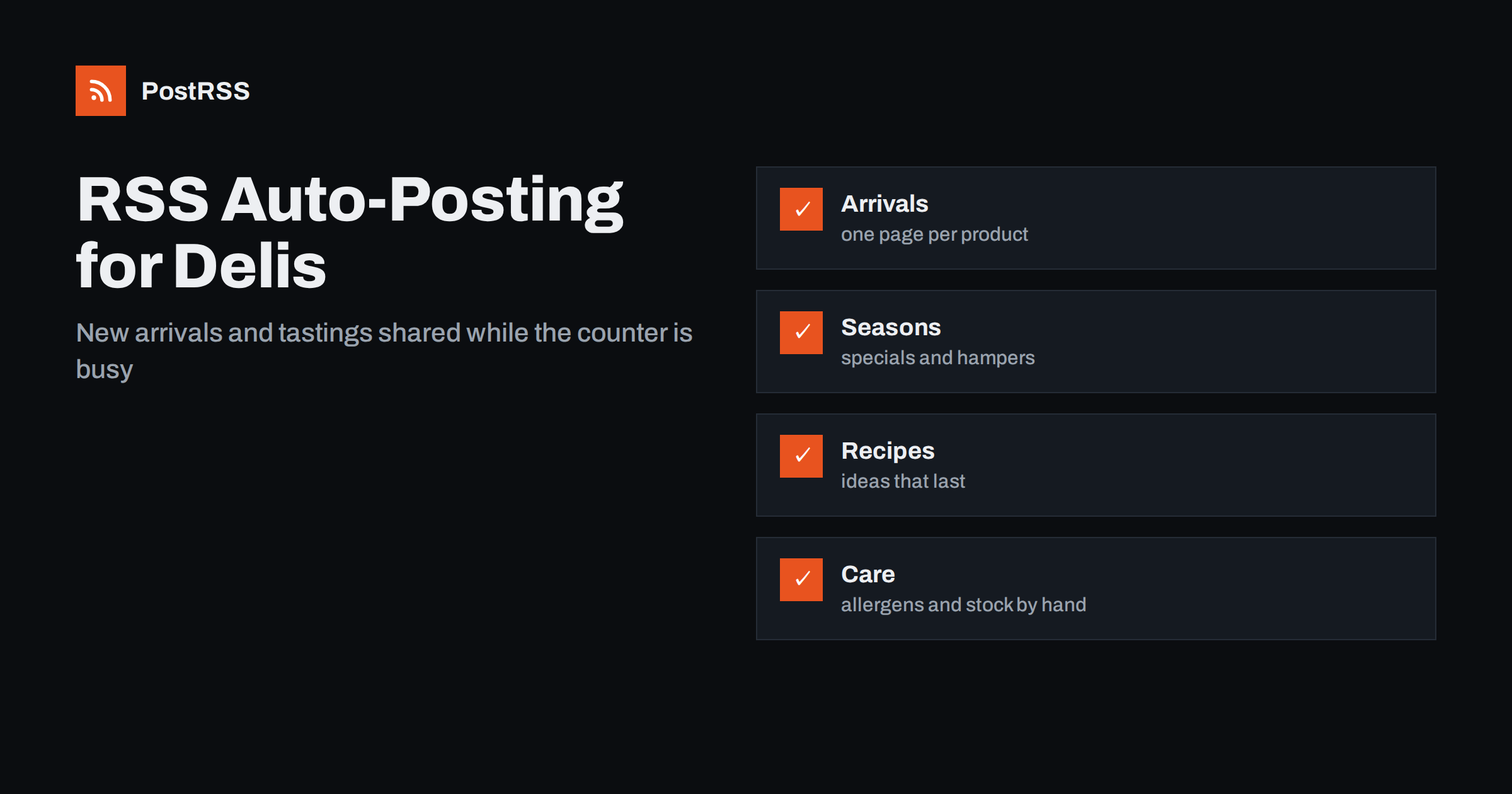 RSS Auto-Posting for Delis and Gourmet Food Shops