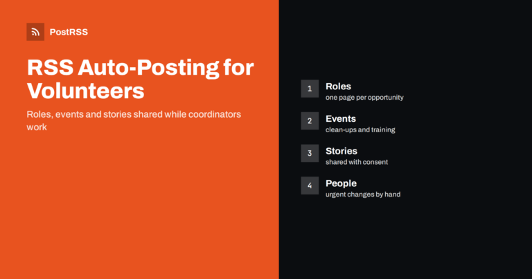 RSS Auto-Posting for Volunteer Centres and Programmes