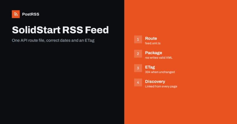 SolidStart RSS Feed: API Route, Dates and Auto-Posting