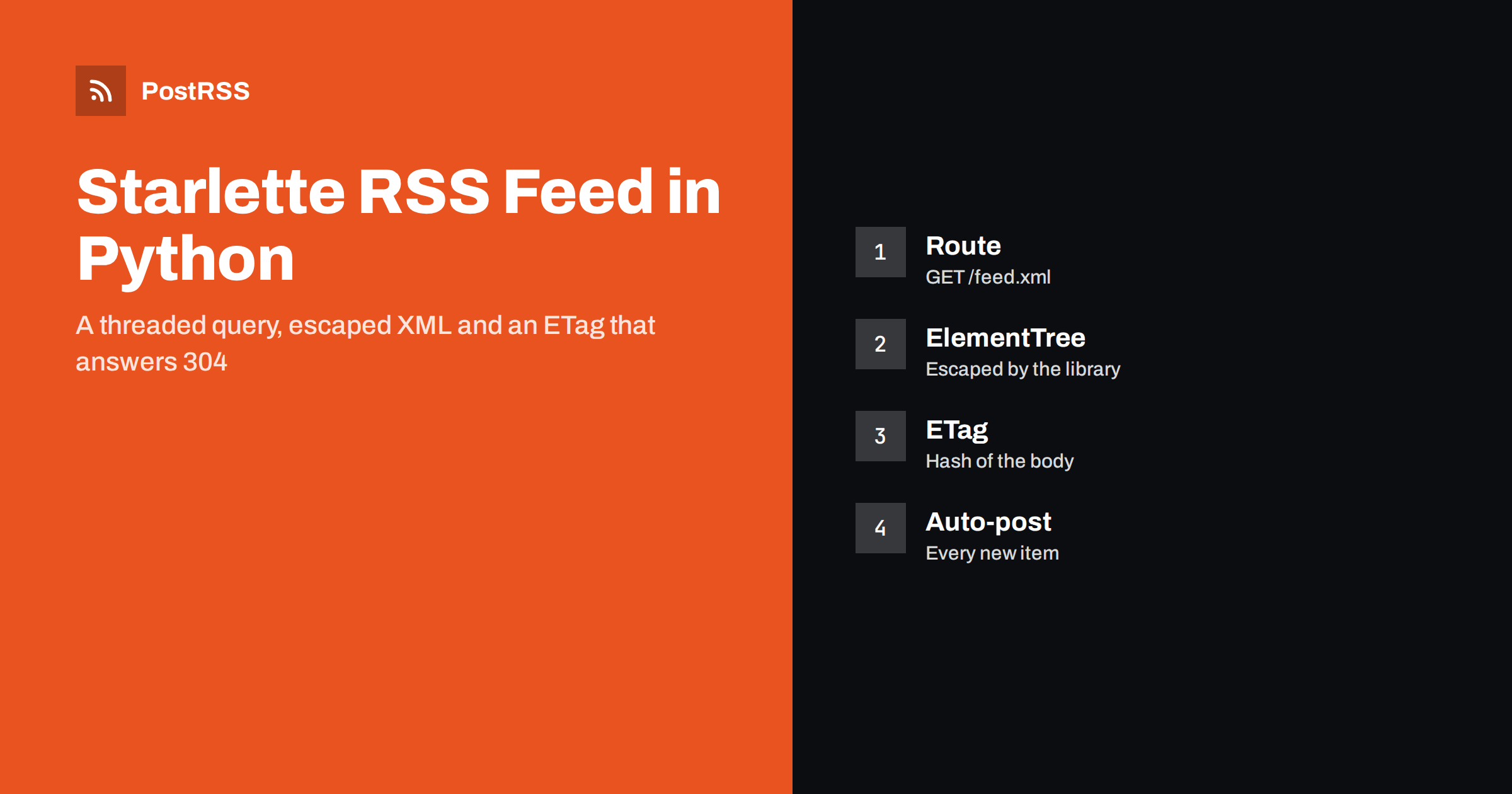 Starlette RSS Feed in Python: Route, Dates and ETag