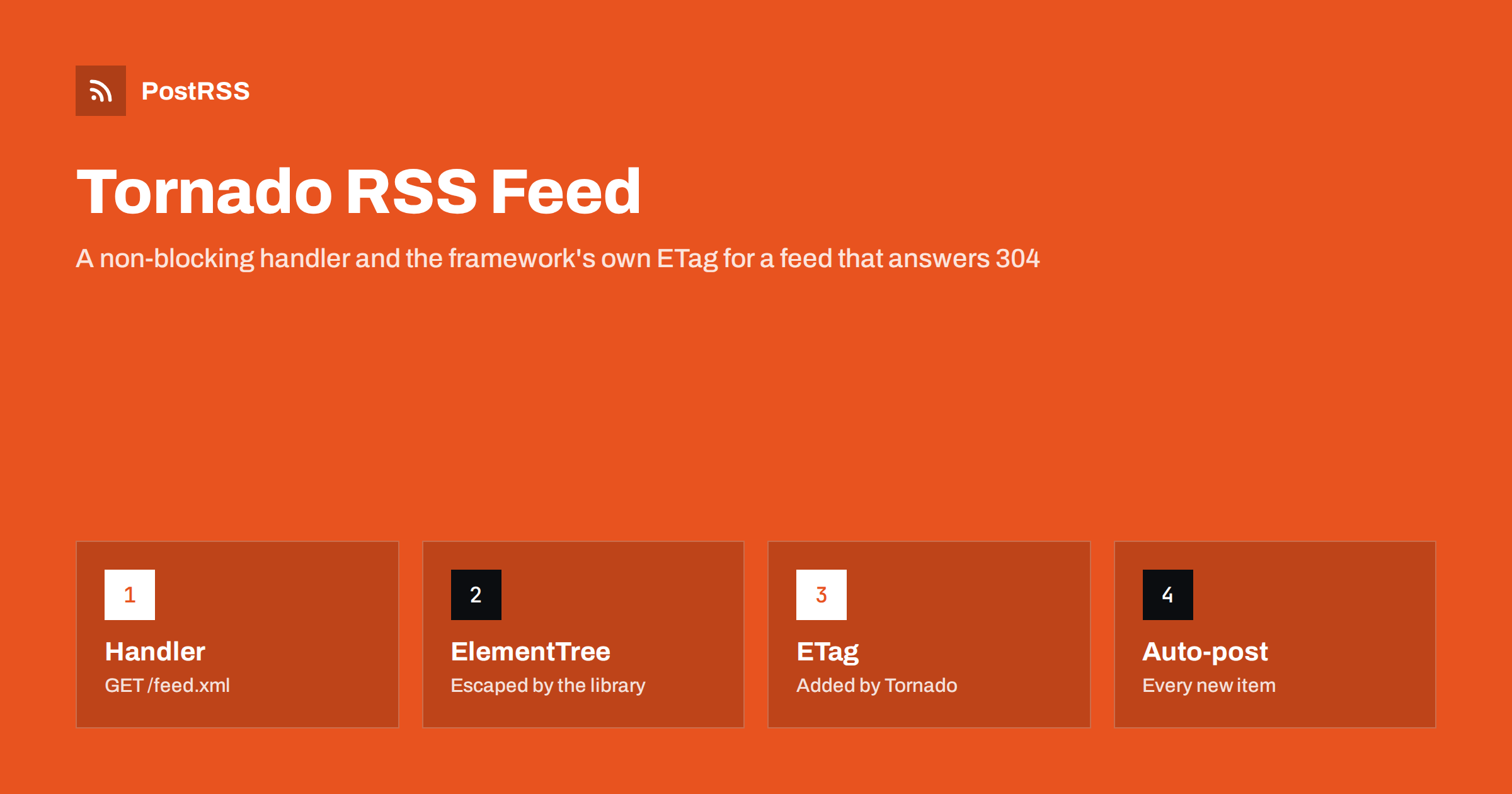 Tornado RSS Feed: Handler, Built-In ETag and Auto-Post